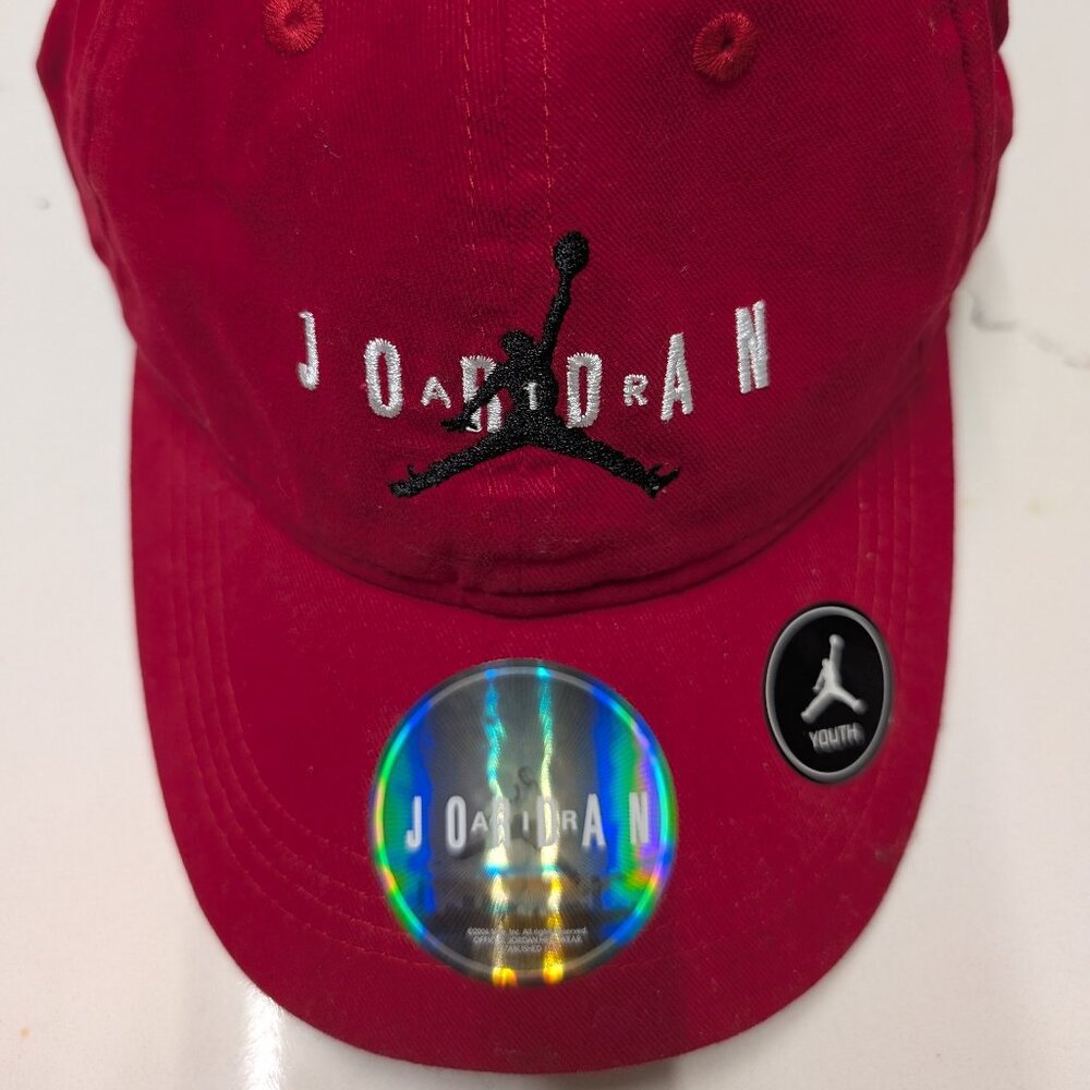 Red Air Jordan youth adjustable back